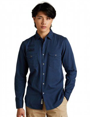 Amazon Brand - INKAST Men's Solid Double Pocket Cotton Shirt 