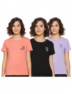 Amazon Brand - INKAST Women's Cotton Regular Fit T-Shirt (Pack of 3)