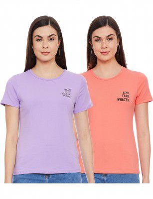 Amazon Brand - INKAST Women's Cotton Regular Fit T-Shirt (Pack of 2)