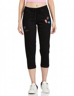 Amazon Brand - INKAST Women's Mid Rise Calf Length Regular Fit Denim Joggers