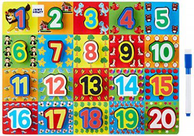 Amazon Brand - Jam & Honey 2-in-1 Wooden Puzzle (3D Capital Letters) with Write & Wipe Board