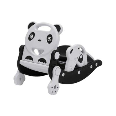 Amazon Brand - Jam & Honey 3-in-1 Rocking Panda Slide with Baby Rocker & Chair | for Kids 2-5 Years Old | Non-Toxic PE | Durable & Safe | BIS Approved | Black & Grey