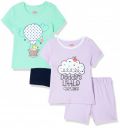 Amazon Brand - Jam & Honey Baby-Girl's 100% Soft & Pure Cotton Short Sleeve Tee with Shorts - Clothing Set...