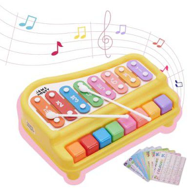 Amazon Brand - Jam & Honey Big Xylophone/Piano for Toddlers | with 8 Multicolored Keys | 2 Sticks | Great Birthday Gift | Toy for Kids Girls Boys | Yellow