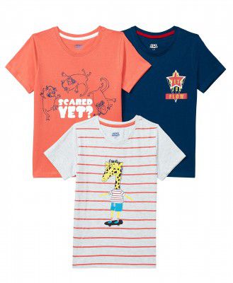 Amazon Brand - Jam & Honey Boys 100% Cotton Printed Half Sleeves T-Shirt | Age 2-12 Years (Pack of 3)