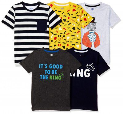 Amazon Brand - Jam & Honey Boy's Regular Fit T-Shirt