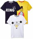 Amazon Brand - Jam & Honey Boys Regular Fit T-Shirt (Pack of 3) - 100% Cotton, Round Neck, Short Sleeve...