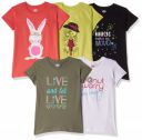 Amazon Brand - Jam & Honey Girl's 100% Cotton Printed Regular Fit Long Sleeve T-Shirt (Pack of 5)...