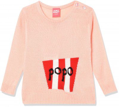 Amazon Brand - Jam & Honey Girl's Baby- Acrylic Round Neck Casual Sweater