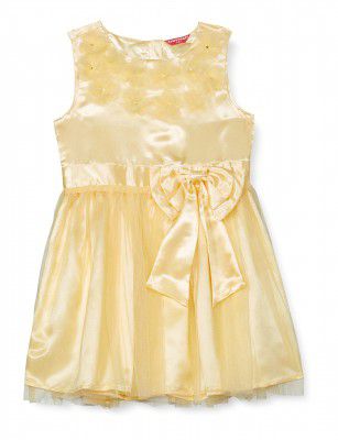 Amazon Brand - Jam & Honey Girls Polyester Solid Regular Fit Sleeveless Dress