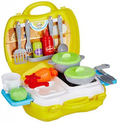 Amazon Brand - Jam & Honey Kitchen Set for Kids | Pretend and Play Toy | for Boys & Girls 2+ Years | Non-Toxic | 24 Pieces | Multicolour