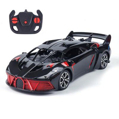 Amazon Brand - Jam & Honey Remote Control Car for Kids | High-Speed RC Car with Rechargeable Lithium Battery | Type-C Charging | LED Headlights | Black&Red