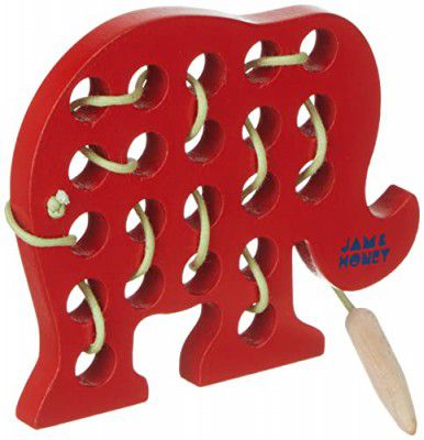 Amazon Brand - Jam & Honey Wooden Sewing Toy - Elephant| Learning Toys for Kids, Boys & Girls Return Gift for Birthday Parties Wood