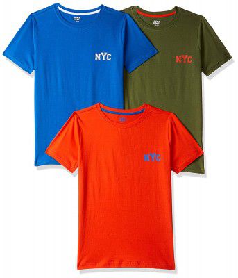 Amazon Brand - Jam & Honey Boys Plain Regular fit Cotton T-Shirt