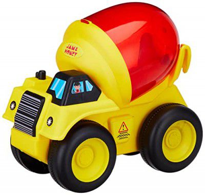 Amazon Brand - Jam & Honey - Friction Toy Car | Concrete Truck | Push and Go Vehicle for Boys/Girls | 4 Wheel Drive | Yellow