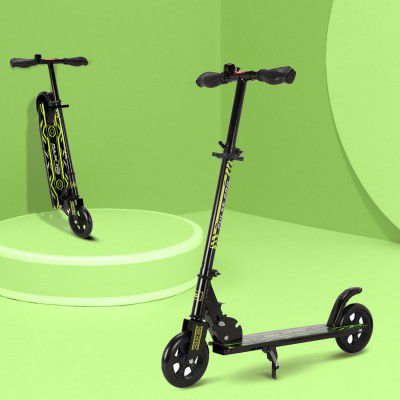 Amazon Brand - Jam & Honey Kick Scooter | Foldable 2-Wheel Design with Rear Brake | BIS Certified | 50 kg Max Load | Neon Green | Ages 6-13 Years