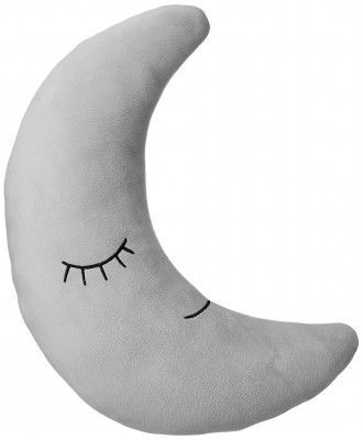 Amazon Brand - Jam & Honey Moon Shaped Soft Cushion Cum Toy, Grey