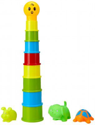Amazon Brand - Jam & Honey | Stacking Cups for Kids with 3 Squeezy Toys