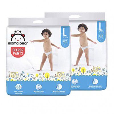 Amazon Brand - Mama Bear Baby Diaper Pants Monthly Mega-Box - Large (L) 124 Count