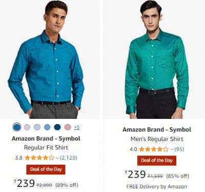 Amazon Brand Men's Shirts minimum 80% off