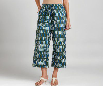 Amazon Brand - Myx Cotton Palazzos,PAG 207_Black Blue_XS