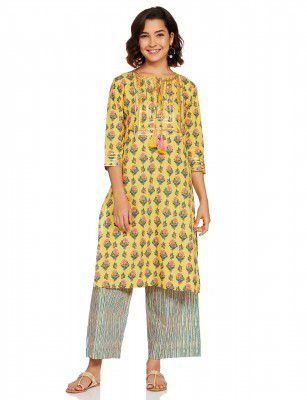 Amazon Brand - Myx Women's Cotton Kurta With Pant Set