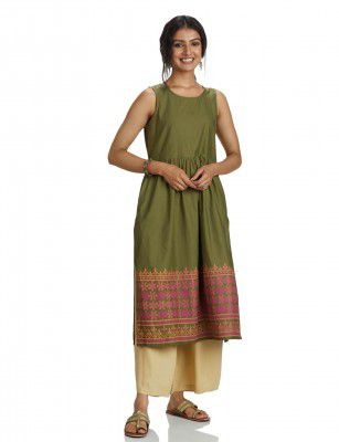 Amazon Brand - Myx Women's Cotton Relaxed Fit A Line Kurta