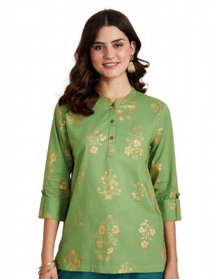 Amazon Brand - Myx Women's Printed Regular Cotton Short Kurti (Available in Plus Sizes)