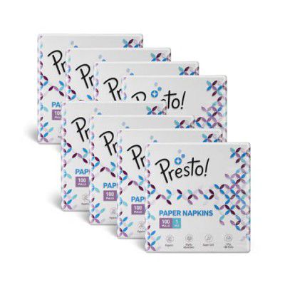 Amazon Brand Presto! 1 Ply Tissue Paper Napkin 800 pulls|100 Pulls X 8 packs |100% Natural Virgin Cellulose Fiber