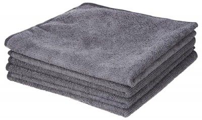 Amazon Brand - Presto! 88% Polyester / 12% Polyamide Microfiber Cloth in Grey Color GSM -340 (4pcs Set)