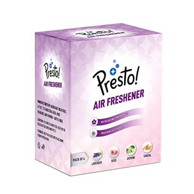 Amazon Brand - Presto! Bathroom Air Freshener Blocks For Long-Lasting Fragrance, Assorted Fragrances: Lavender, Rose, Sandal And Jasmine, Pack Of 4