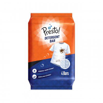 Amazon Brand - Presto! Detergent Bar ( 250g | 4 Count | 4 Bars Each X Pack of 1 ) 