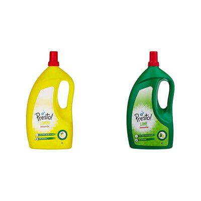 Amazon Brand - Presto! Dish Wash Gel - 2 L (Lemon) & Amazon Brand - Presto! Dish Wash Gel - 2 L (Lime)