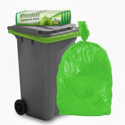 Amazon Brand - Presto! Garbage Bags | XXL | 60 Count | 15 Bags x 4 Rolls | 30 x 45 In | For Dry & Wet Waste | Green