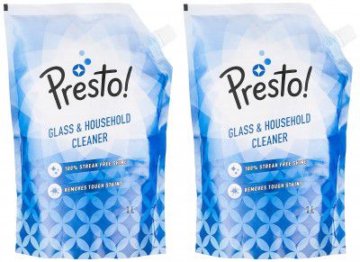 Amazon Brand - Presto! Glass & Household Cleaner Refill Pouch - 1 L (Pack of 2)