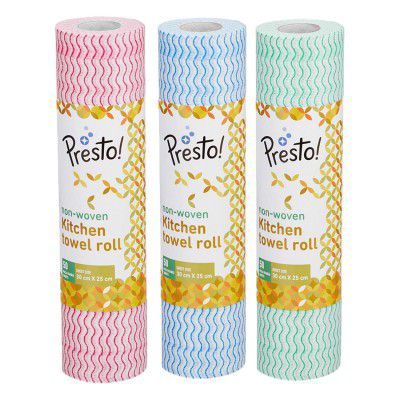 Amazon Brand - Presto! Non-Woven Kitchen Towel Roll | 50 Pulls (Pack of 3)