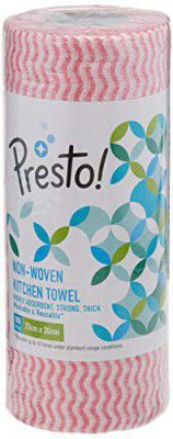 Amazon Brand - Presto! Non-woven Kitchen Towel Roll - 80 Pulls (Red)