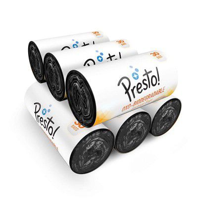 Amazon Brand - Presto! Oxo-Biodegradable Garbage BagsMedium - 30 bags/roll (Pack of 6)