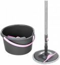 Amazon Brand - Presto! Plastic, Metal Round Bucket Flat Spin Mop with Scrubber for Floor Cleaning (Black)...