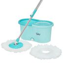 Amazon Brand - Presto! Spin Mop with Plastic Bucket Set, Blue...