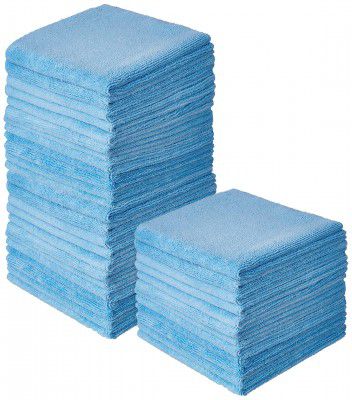 Amazon Brand - Presto! Thick Microfibre Cleaning Cloth, 40 x 40 cm, 330 GSM, Set of 36, Blue (preshivtex0023)