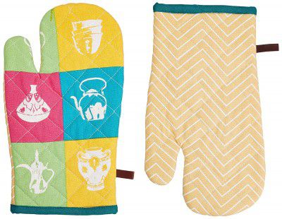 Amazon Brand - Solimo 100% Cotton Padded Oven Gloves