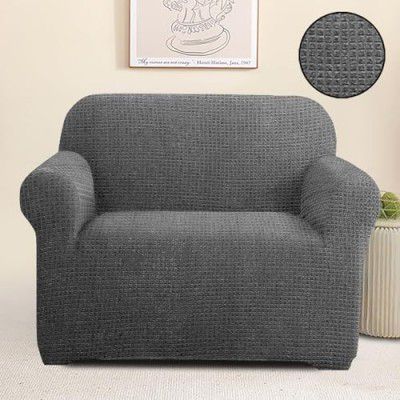 Amazon Brand - Solimo 100% Jacquard Striped Design Sofa Cover | Single Seater Sofa Cover (Grey)