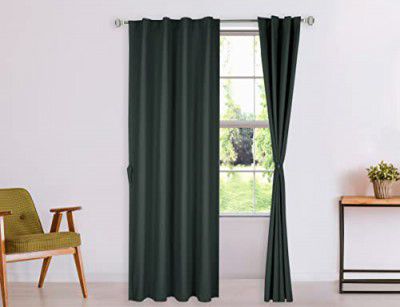 Amazon Brand - Solimo 100% Solid Cotton Long Door Semi Sheer Curtains, 9 Feet (Set of 2), Grey, Rod Pocket Curtains