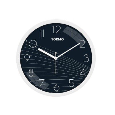 Amazon Brand - Solimo 11-Inch Classic & Modern and Stylish Silent Movement Wall Clock - White & Blue - Analog, Plastic