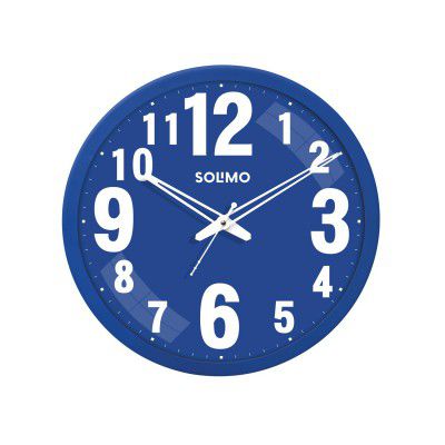 Amazon Brand - Solimo 12-Inch Bold Numeric with Silent Movement Modern Plastic Wall Clock - Blue, Analog