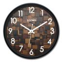Amazon Brand - Solimo 12-inch Plastic & Glass Wall Clock - Wood Craft (Silent Movement)...