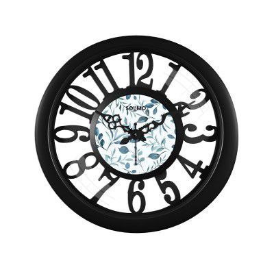 Amazon Brand - Solimo 14-inch Classic & Modern and Stylish Silent Movement Large Numbers Wall Clock - Black