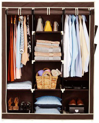 Amazon Brand - Solimo 3-Door Foldable Wardrobe 8 Racks