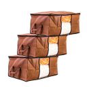 Amazon Brand - Solimo 3 Piece Non Woven Fabric Underbed Storage Bags, Large, Brown...